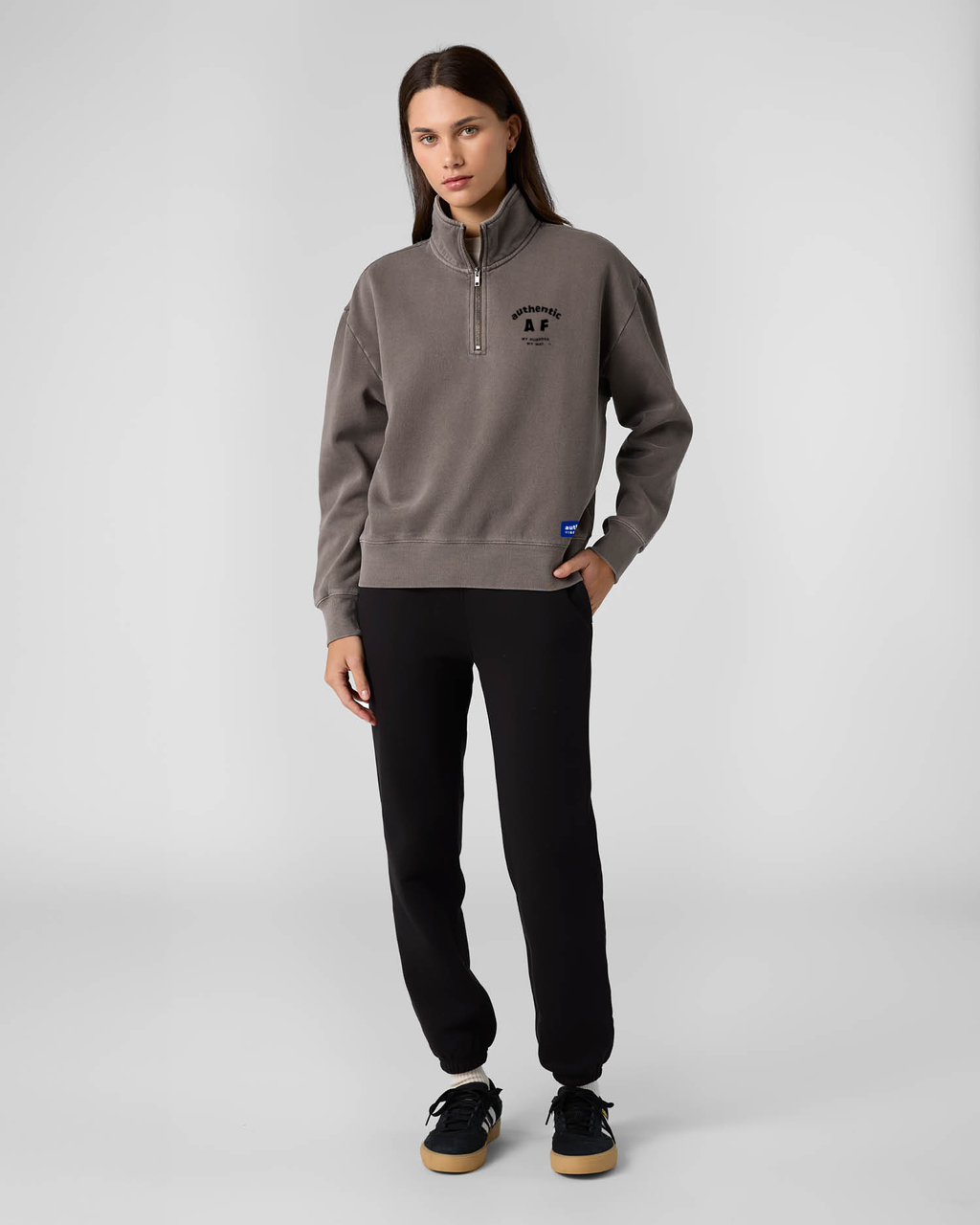 Authentic AF Women's Relax Faded Half Zip Sweater
