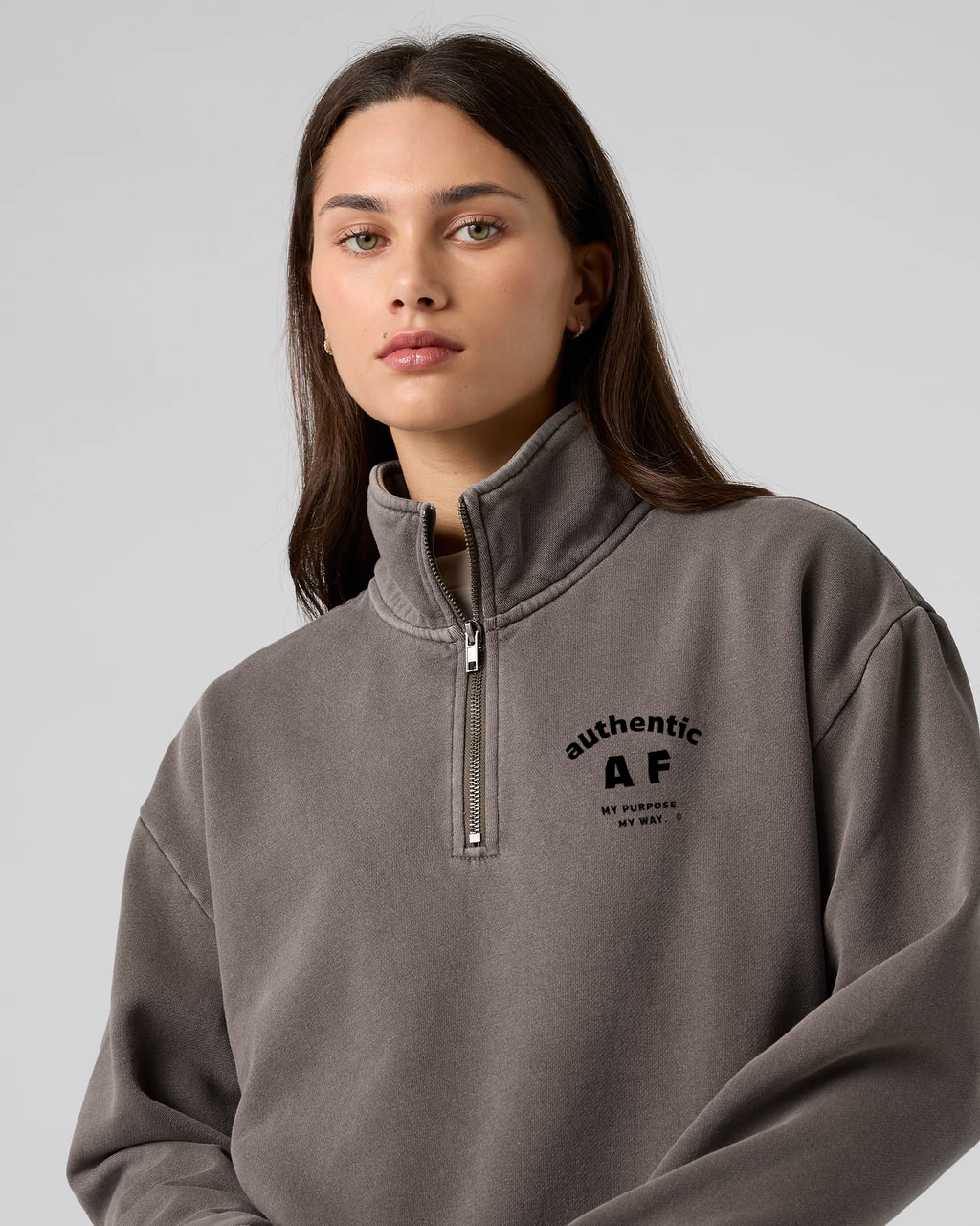 Authentic AF Women's Relax Faded Half Zip Sweater