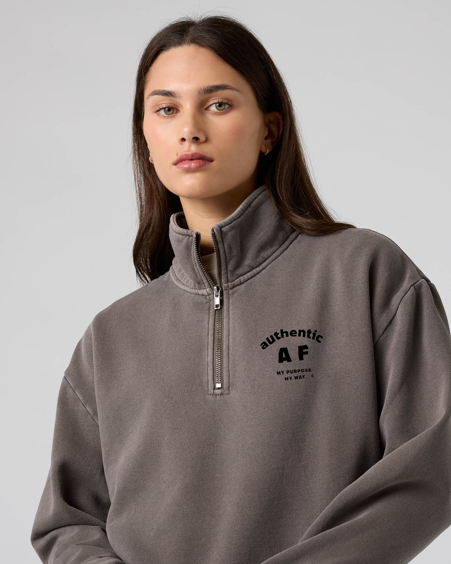 Authentic AF Women's Relax Faded Half Zip Sweater